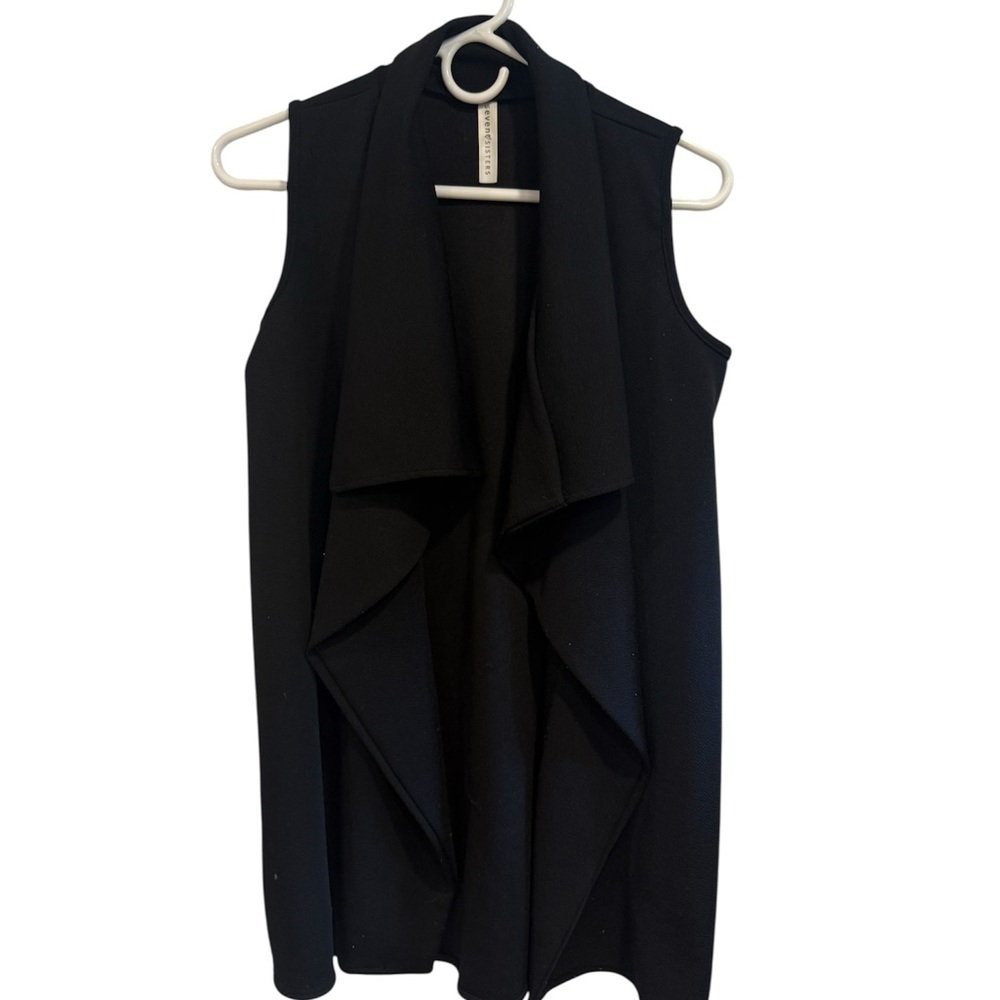 Black Sleeveless Drape Vest